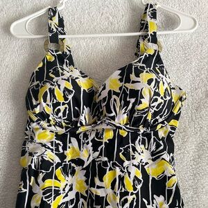 Black and yellow swim top